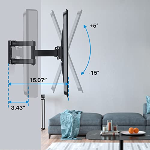 Full Motion Tv Wall Mount Bracket For Most 32-70 Inch Tvs, Swivel Extension Tilting Leveling Tv Mount, Max Vesa 400X400Mm, Holds Up To 110 Lbs & 16" Wood Studs With Hole Drilling Template By Usx Star #TOP2