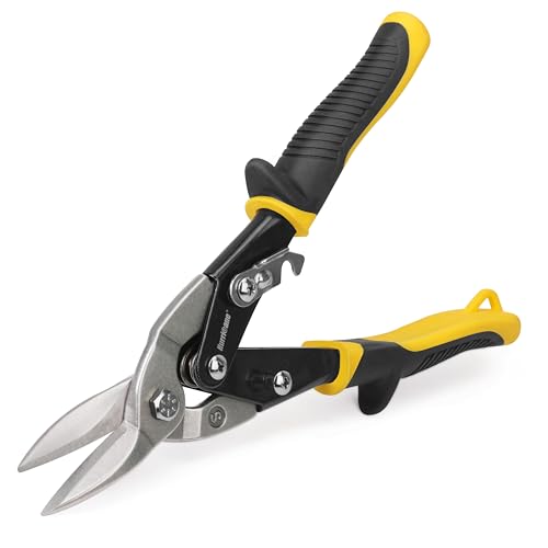 Image of HURRICANE 10 inch Aviation Tin Snips, Straight Cut Metal Shears with Non-Slip Tyregrip Handle, Cr-V Steel Blades Shears for Thin Sheet Metal, Aluminum, Gutter & DIY Projects