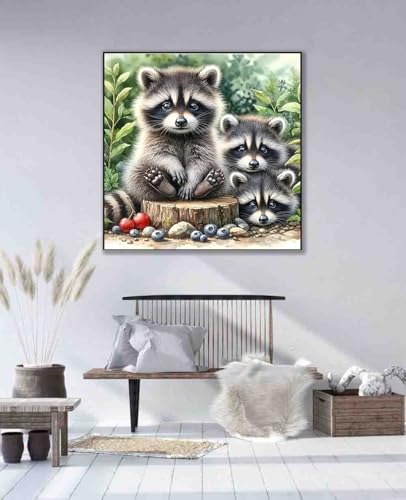 Image of Raccoon Cross Stitch Kits for Adults Beginner,Counted Cross Stitch Kits Printed Stitching Cute Patterns Dimensions Needlepoint Art Crafts Embroidery Kits for Adults Beginners (13.7x13.7 inch)