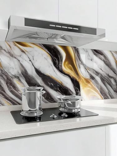 Image of TEKCOOL Marble Waterproof Oil Proof Wall Paper Furniture Kitchen, Cabinets, Almirah,Tabletop,Plastic Table, WoodenTable,Wardrobe,PVCDIY Self Adhesive Sticker(60x200cm) (New Desing White Brown-4pc);