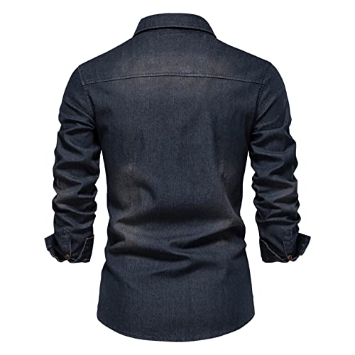 Camisa de manga larga de jeans para hombre ideal para las noches frescas de verano 2