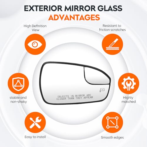 image for Youxmoto Passenger Right Side Heated Mirror Glass Replacement, Fit for