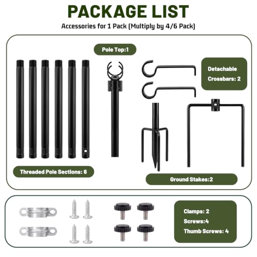4 Pack Outdoor String Light Poles 10 ft with Detachable Side Crossbars - image 9
