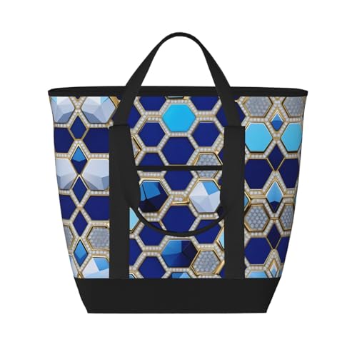 Sac de courses isotherme anti-gaspillage grand sac d'épicerie réutilisable géométrique