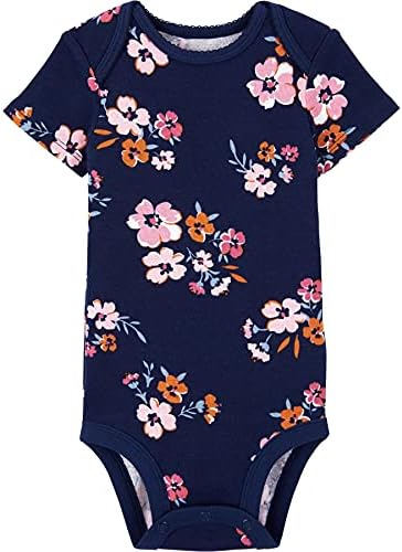 Simple Joys by Carter's Girls' 6-Pack Short-Sleeve Bodysuit, Pink/Blue, Floral, 24 Months - 2