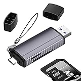 Lecteur de carte SD 2in1 TypeC et USB 3.0, adaptateur de lecteur de carte mémoire USB3.0 USB-C avec connecteurs TypeC et USB pour PC portable, table ou téléphone, supporte TF/SD/Micro/SD/SDXC/SDHC etc