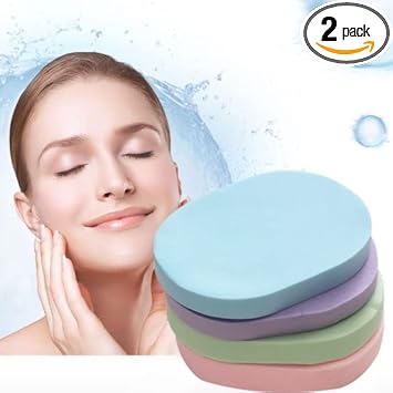 Face Cleansing Sponge Large Makeup Remover Pads, Compressed Exfoliating Puffs Face Washing Beauty Sponge, Bathing Loofahs Massage SPA Pads, Pack of 2