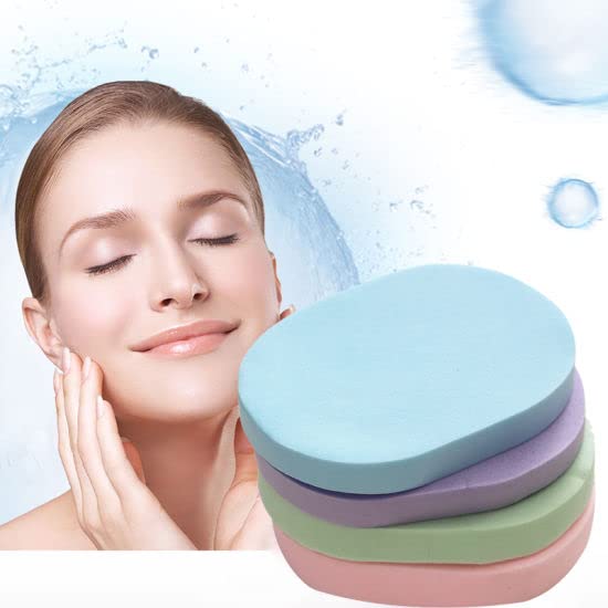 5s Production 4pcs Multicolor Women’s Face Cleansing Sponge Makeup Removing Facial Puff Deep Cleansing Pad for Dry & Wet Use