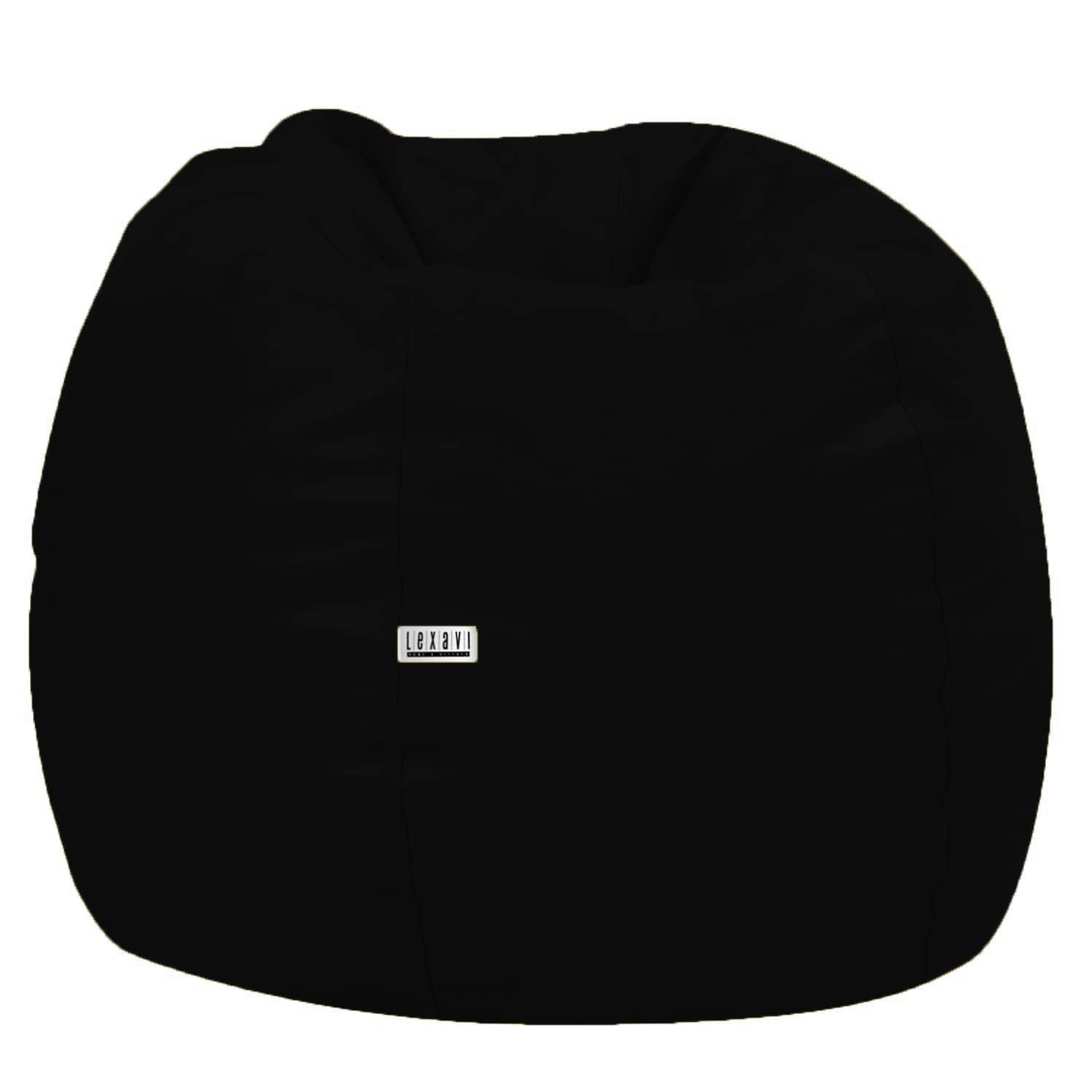 LEXAVI Brand - 4XL Jumbo Size | Ready to Use | Beanbag & Footrest Filled with Beans - (Black, Faux Leather) 3