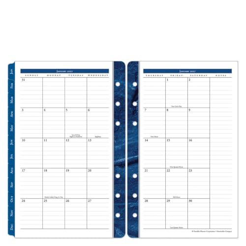 FranklinCovey - Monticello Two-Page Monthly Calendar Tabs (Compact, Jan 2027 - Dec 2027)