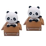 Flameer 2pcs Little Panda in Box Solar Power Dancing Animals Sun Catcher Bobble Head Toy