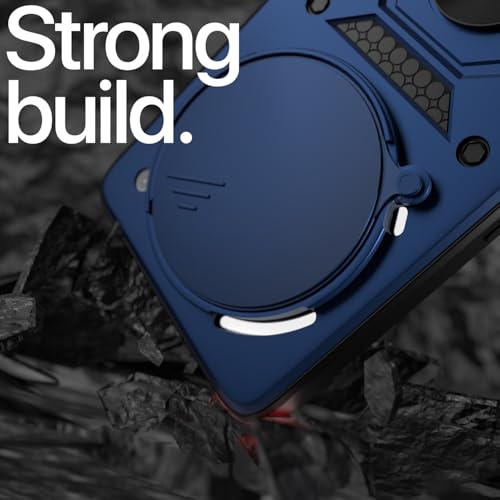 Image of Pikkme Back Cover for Nothing Phone 3a Pro 5G | 360 Protection Case | Sliding Camera Shield Cover & Ring Holder Stand D10 Tough Armor Bumper Case (Blue)