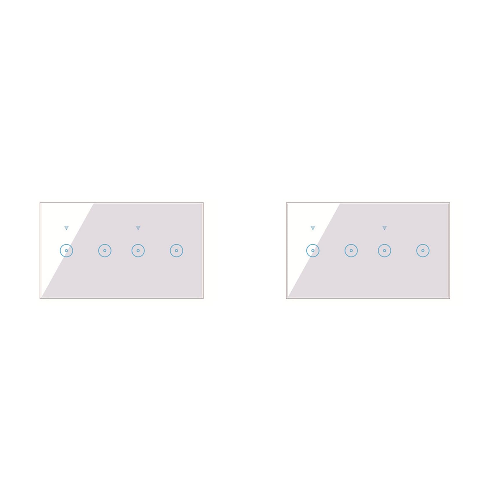VENOAL 2X Interrupteur D'éclairage Mural Intelligent Wifi 10A Panneau Tactile en Verre Interrupteur Sans Fil Télécommande Sans Fil 4 Gangs (Blanc)