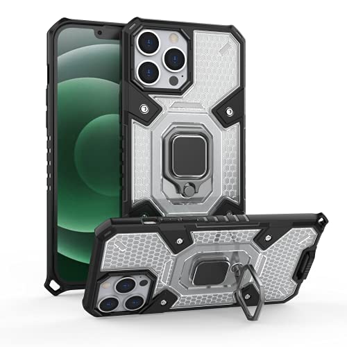 Image of zivite Tough Armor Bumper Back Case Cover for iPhone 13 Pro | Ring Holder & Kickstand in-Built | 360 Degree Protection Back Case Cover for iPhone 13 Pro (Transparent)