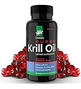 Daiwa Super Krill Oil 1000mg Softgels with Superba Boost - EPA DHA Omega 3 6 9 Supplement with As...