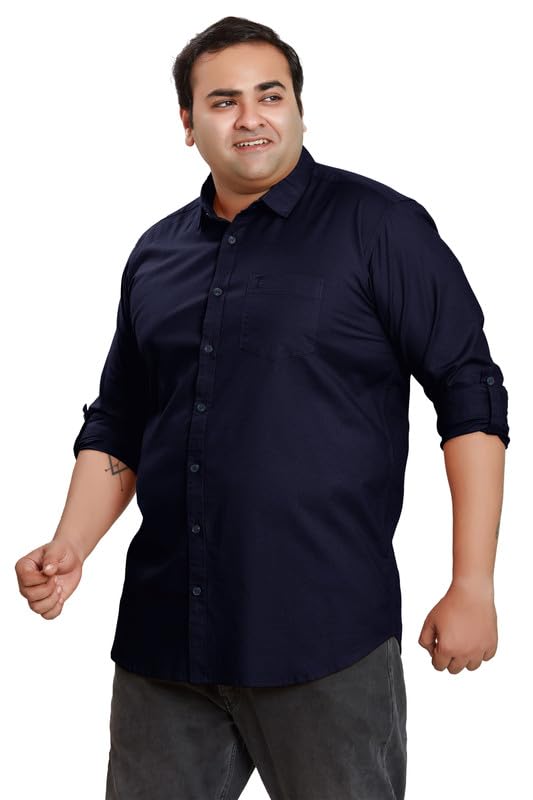 Image of BE ACTIVE Plus Size Lycra Cotton Satin for Men Shirts|| All Plus Size Men|| Cotton Stylish Full Sleeves Shirt for Men