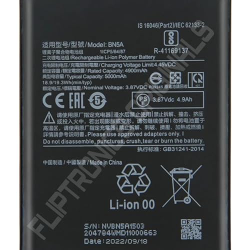 Image of BN5A Battery for Redmi Note 10 5G / Poco M3 Pro 5G Battery with 1 Year Warranty****(U170)