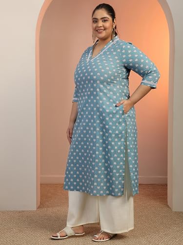 Image of Plus Size Printed Cotton Straight Kurta | Ethnic Wear