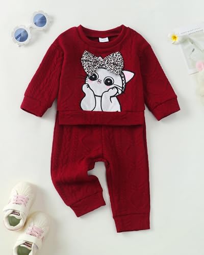 Kucnuzki Baby Toddler Girl Clothes Long Sleeve Crewneck Sweatshirt Tops Sweatpant Sweatsuit Baby Girl Fall Winter Outfit2