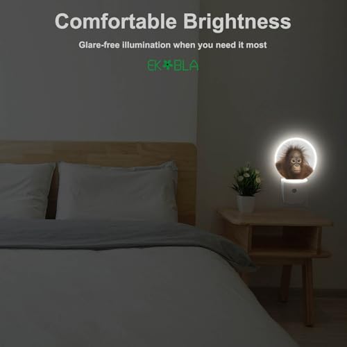 Image of EKOBLA Monkey Night Light, Funny Ape Wildlife Night Lights Plug Into Wall with Dusk to Dawn Sensor, LED Nightlights for Bedroom, Bathroom, Gifts Ideal for Kids Teen Boys Girls Women
