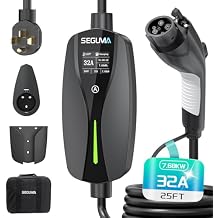 SEGUMA Level 2 EV Charger 32Amp, 220V-240V, NEMA 14-50 Plug, 25ft UL Listed Cable, with Adjustable Current, Portable Home Travel Electric Vehicle Charging Station EVSE SAE J1772 EV Car Charger