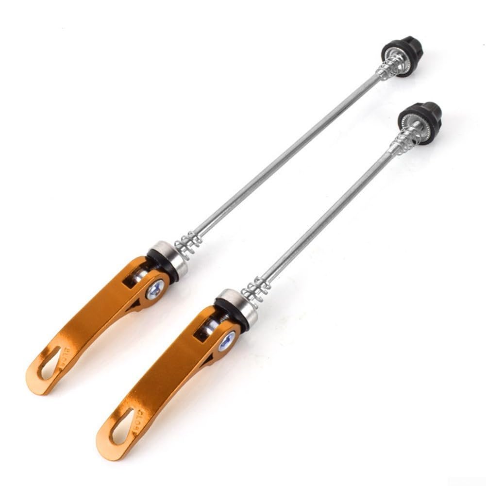 Trurovem Mountain Bike Quick Release Skewer Set, Lightweight Aluminium Alloy Front and Rear Wheel Axle Replacement for MTB, CNC Machined Steel Core with PVC Gasket, Red(gold)