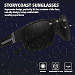 STORYCOAST Polarized Sports Sunglasses for Men Women Unbreakable Frame Cycling Fishing Driving Black+Blue Mirror 2Pack