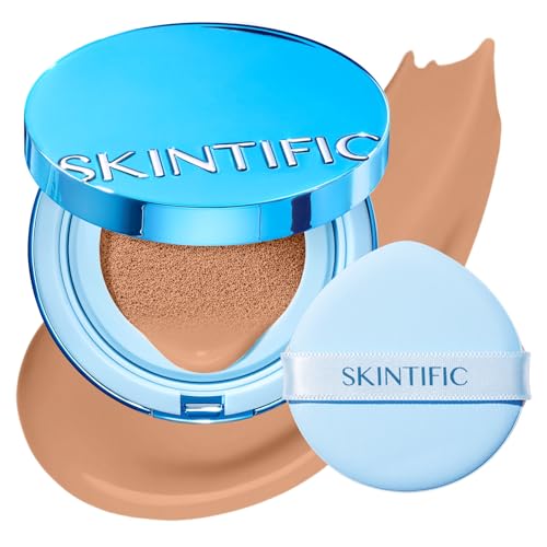 Image of SKINTIFIC Velvet Matte Cushion Foundation Blue #2CN Cool Ivory | Full coverage matte finish, one-swipe flawless, oil control, long-lasting pore-blurring pressed powder for oily skin.