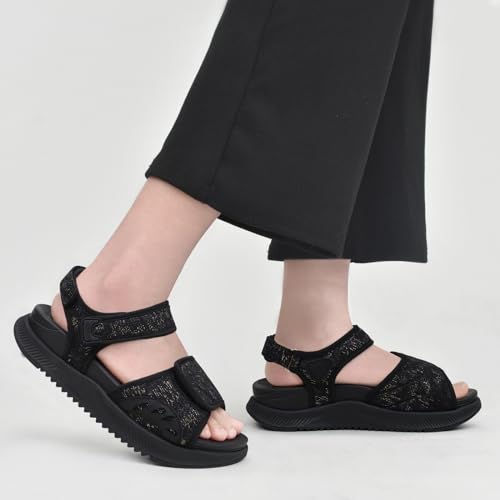 Image of ONCAI Walking Sandals Women,Arch Support Hiking Sandals with Orthotic Outdoor Footbed for Plantar Fasciitis,Water Athletic Platform Sandalias Mujer with 3 Adjustable Strap (US Size 6-12)
