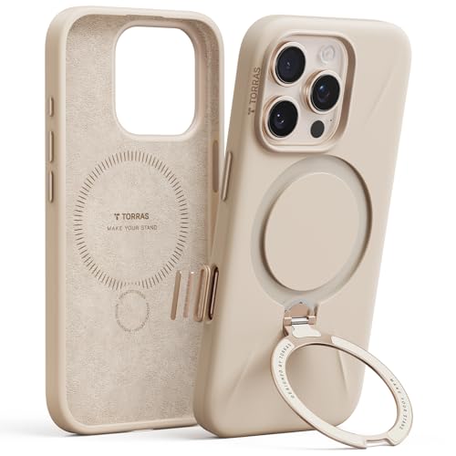 TORRAS Magnetic for iPhone 16 Pro Max Case Silicone with Stand, Fit for MagSafe, 360 Ring Stand with Camera Control, Ostand Q3 Silicone Rubber Soft Ca