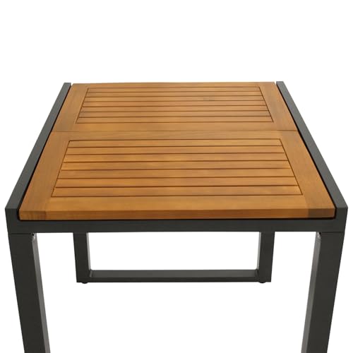 DEGAMO Gartentisch Balkontisch ausziehbar RIVELLO 80/120x70cm, Aluminium anthrazit + Akazienholz geölt, Outdoor, FSC®-Zertifiziert