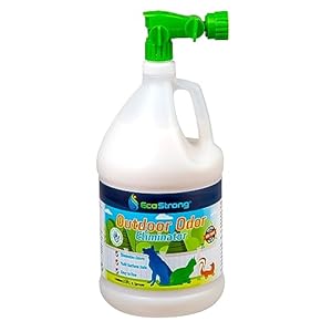 Eco Strong Outdoor Odor Eliminator Outside Dog Urine Enzyme Cleaner Powerful Pet, Cat, Animal Scent Deodorizer | Professional Strength for Yard, Turf, Kennels, Patios, Decks (128 oz W Sprayer)