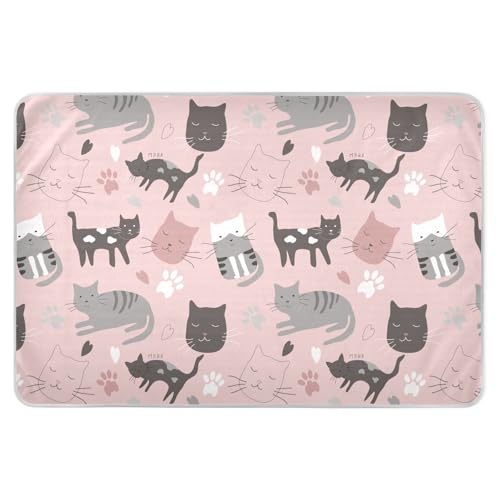 Cute Cats - Almohadillas de entrenamiento reutilizables extragrandes para niños, impermeables, lavables, para orinar, a prueba de fugas, de secado rápido, para bebés, 52 pulgadas de largo x 34