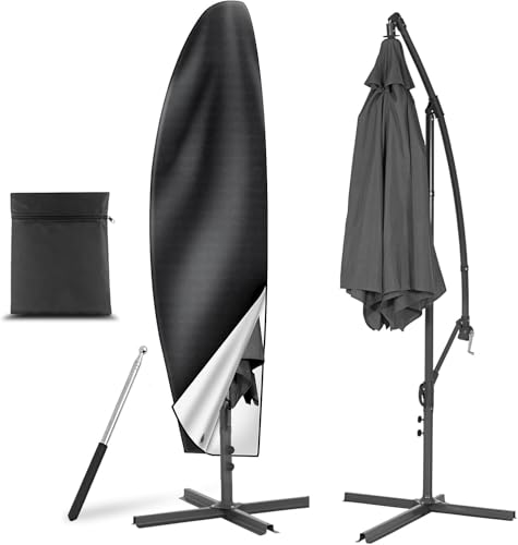 AiQInu Copri Ombrellone con Palo Telescopico , 2 Pezzi 210D Oxford-Tessuto Copertura Protettiva per Ø 2-4m Ombrelloni, Impermeabile Anti-UV per Ombrellone da Giardino Spiaggia Balcone, 265*40/70/50cm
