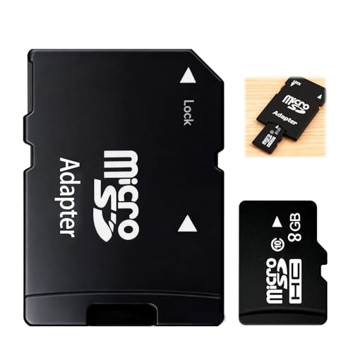 Carte Mémoire 8 Go avec 1 Adaptateur SD, Carte TF Haute Vitesse avec Adaptateur SD, pour caméras embarquées 1080p, appareils Photo, imprimantes 3D, téléphones et...