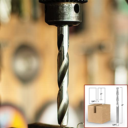 Sinoprotools Spiral Router Bits With Up-Cut 1/4 Inch Shank, Solid Carbide 4 Inch Extra Long Cnc Spiral Bit Up-Cut, 2-Flute 2-Inch Cutting Length, Cnc Bits End Mill For Foam Abs, Eva #TOP6