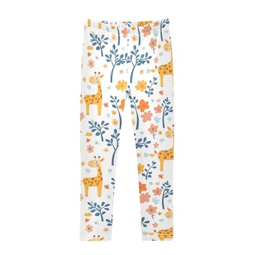 Giraffe Funny Floral Girls Casual Leggings for Kids Printed Long Pant Bottoms Stretch and Soft