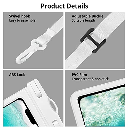 Cacoe Universal Waterproof Phone Case 2 Pack-Up To 7.2",Waterproof Phone Pouch With Adjustable Neck Lanyard,Ipx8 Cell Phone Dry Bags For Vacation Beach Pool Swimming（Black+White） #TOP5