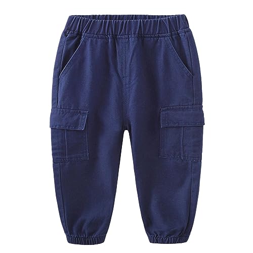 Toddler Boys Cargo Pants Cotton with Pockets Casual Solid Elastic High Waist Pants Kids Joggers Youth Hiking