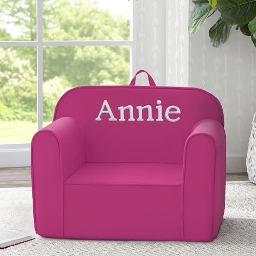 Image of Delta Children Personalized Cozee Chair - Customize with Name - Foam Kids Chair for Ages 18 Months and Up, Hot Pink