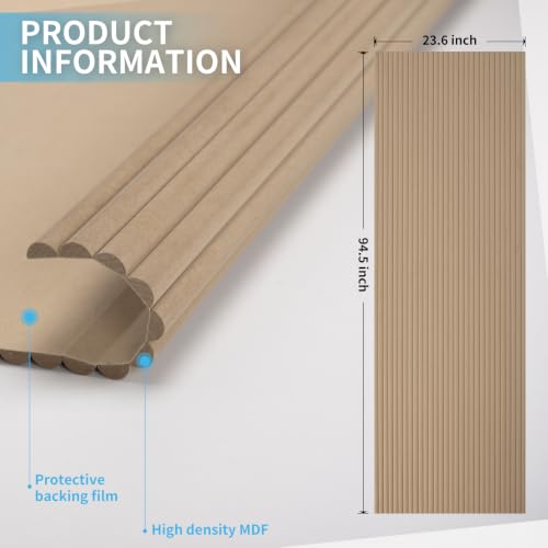 Image of Art3d Roll-Flat Beaded Wood Slat Wall Panel, 1-Pack, 94.5 x 23.6 in, Raw