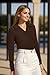 WIHOLL Fall Outfits for Women 2025 Fashion Long Sleeve Shirts Business Casual Tops V Neck Old Money Clothes Thermal Sweaters Coffee S