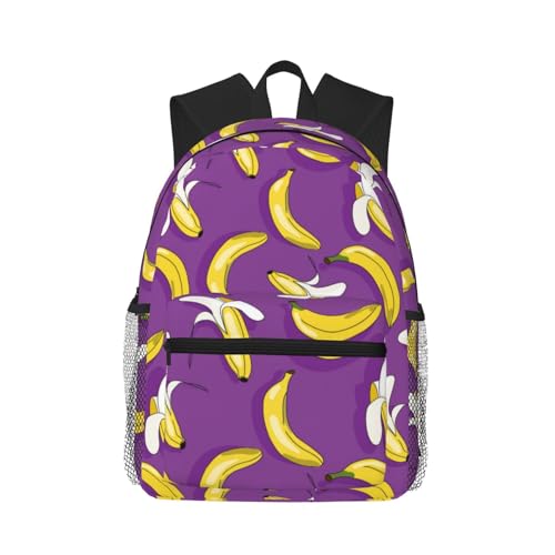Novastar Travel Laptop Backpack for Men Women - Cute Yellow Banana Purple Lightweight Backpack with Adjustable Carry Straps, Water Resistant Beach Backpack, Travel Backpack with Laptop Compartment