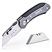KompaktGear Utility Knife - Box Cutter Knife Heavy Duty Razor Knife Premium Cutter with Holster Lightweight Aluminum Razor Knife Multifunctional Retractable Cutter with Replacement Blades