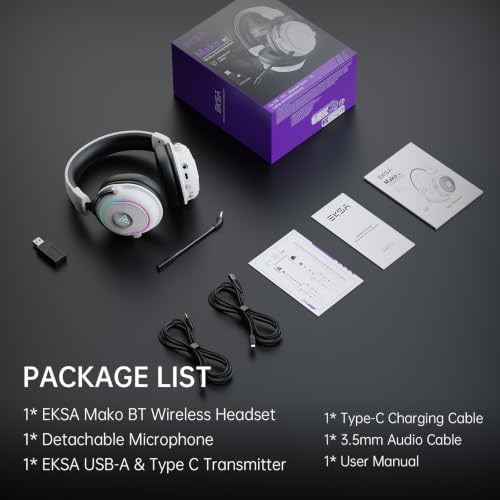 EKSA Wireless Gaming Headset with Detachable Microphone for PC,PS5,PS4 — view 8