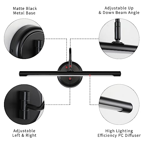 Joosenlux Led Picture Light Hardwired Matte Black Modern Picture Lights For Paintings 16.54'' Inch Long Swing Arm Metal Art Lights Warm White 3000K #TOP1