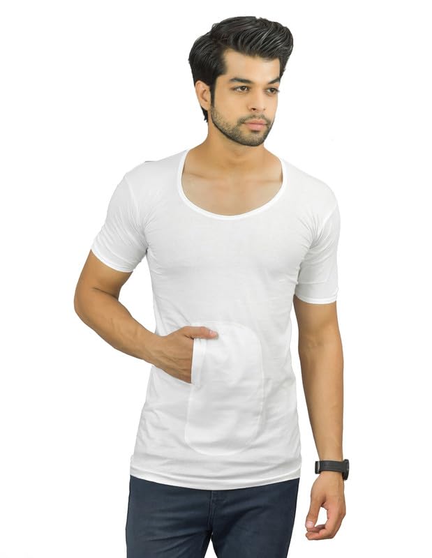 underloop White Combed Cotton Fabric Sleeves Pocket Vest for Men(Pack of 1)-picture-47