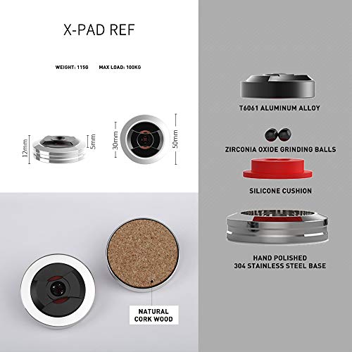 Audio Bastion X-Pad Ref 3 Layers Aluminum Speaker Spike Pads/Levitation Damper/Isolation Stand Foot/Speaker Isolation Pad/Speaker Shock Base Pad Isolation Feet #TOP1