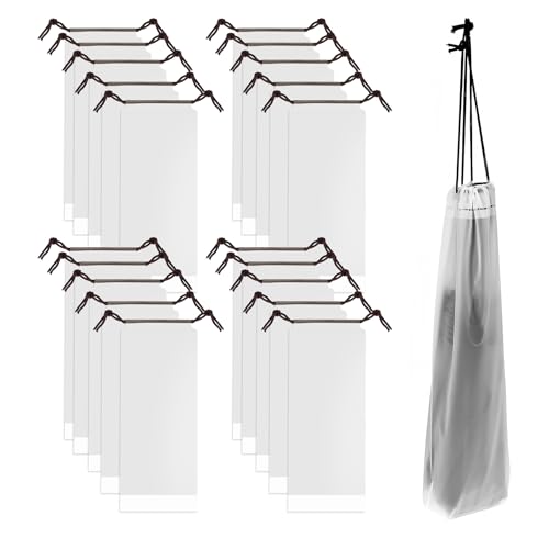 Adorila 20 Pack Wet Umbrellas, Waterproof Folding Travel Umbrella Storage Bags, Reusable Translucent Umbrella Carry Bags for Home Office Outdoor Storage