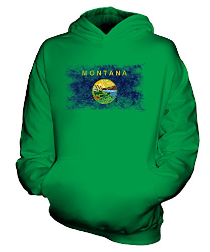 Sweat-Shirt à Capuche Enfant Montana État Drapeau Délavé Candymix pour Garçon et Fille
